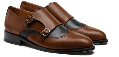 Derby shoes in brown and black calf leather